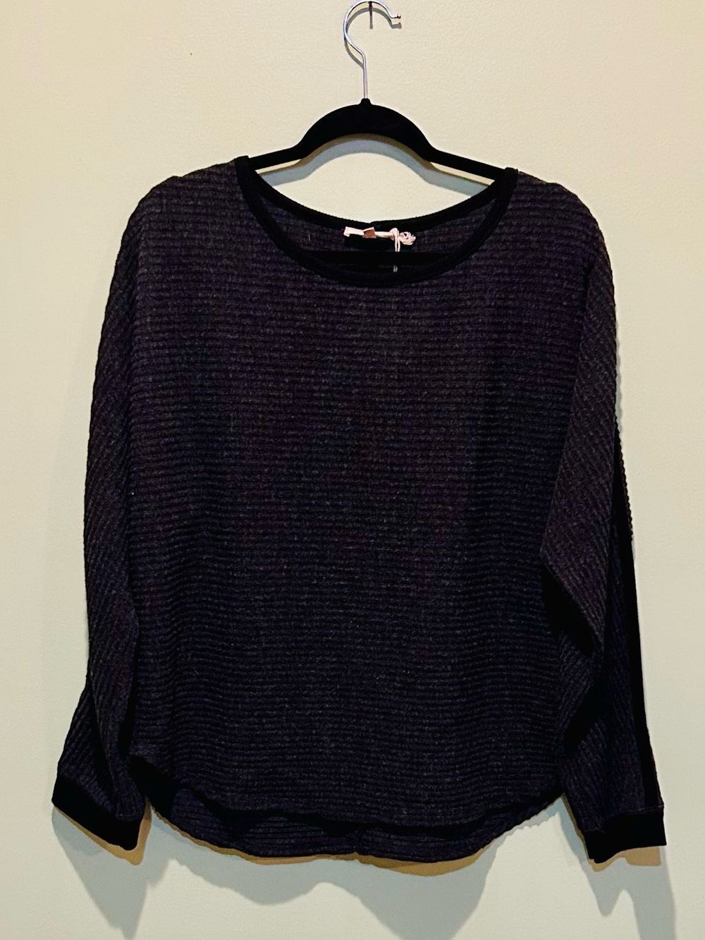 Mystree Black Ribbed Long Sleeve Tee